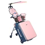 LemoHome Expandable Luggage with Spinner Wheels,Large Suitcases with Child Seat Design,Hard Luggage for Women and Men,20 inch Hardside Carry on Luggage for Travel (Pink)