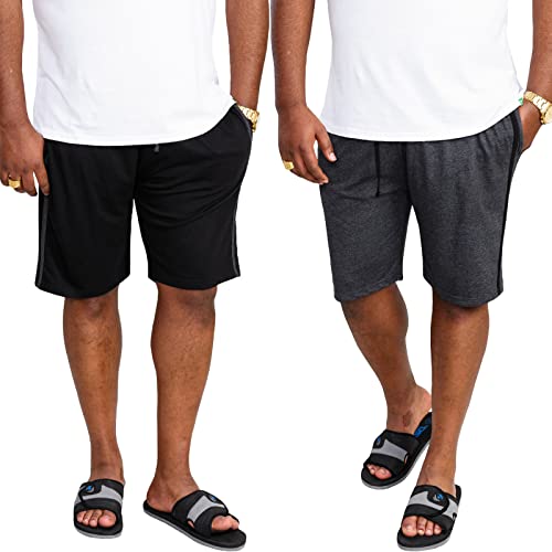 Image of D555 Duke Mens Ryan Big Tall 2 Pack Jersey Shorts - 8XL Black/Charcoal