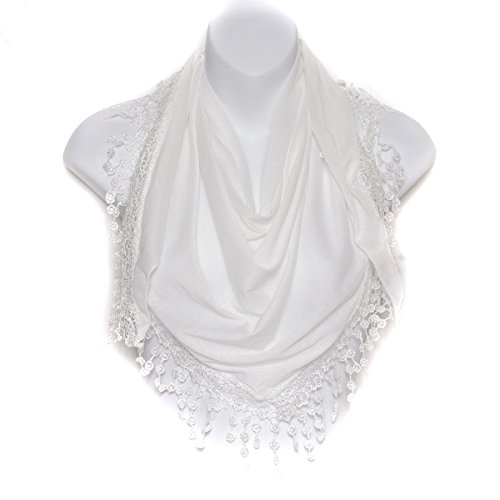 Hat To Socks Triangle Scarf with Bobbin Lace Fringes for Women2
