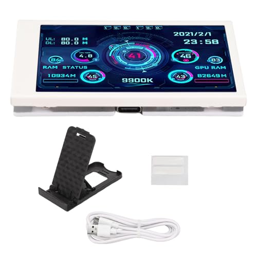 Image of ZJchao Pc Temperature Display, 3.5in Computer Temp Monitor Full View Display Computer Temp Monitor Computer Temperature Display with Stand for AIDA64 PC CPU RAM Hard Disk Data