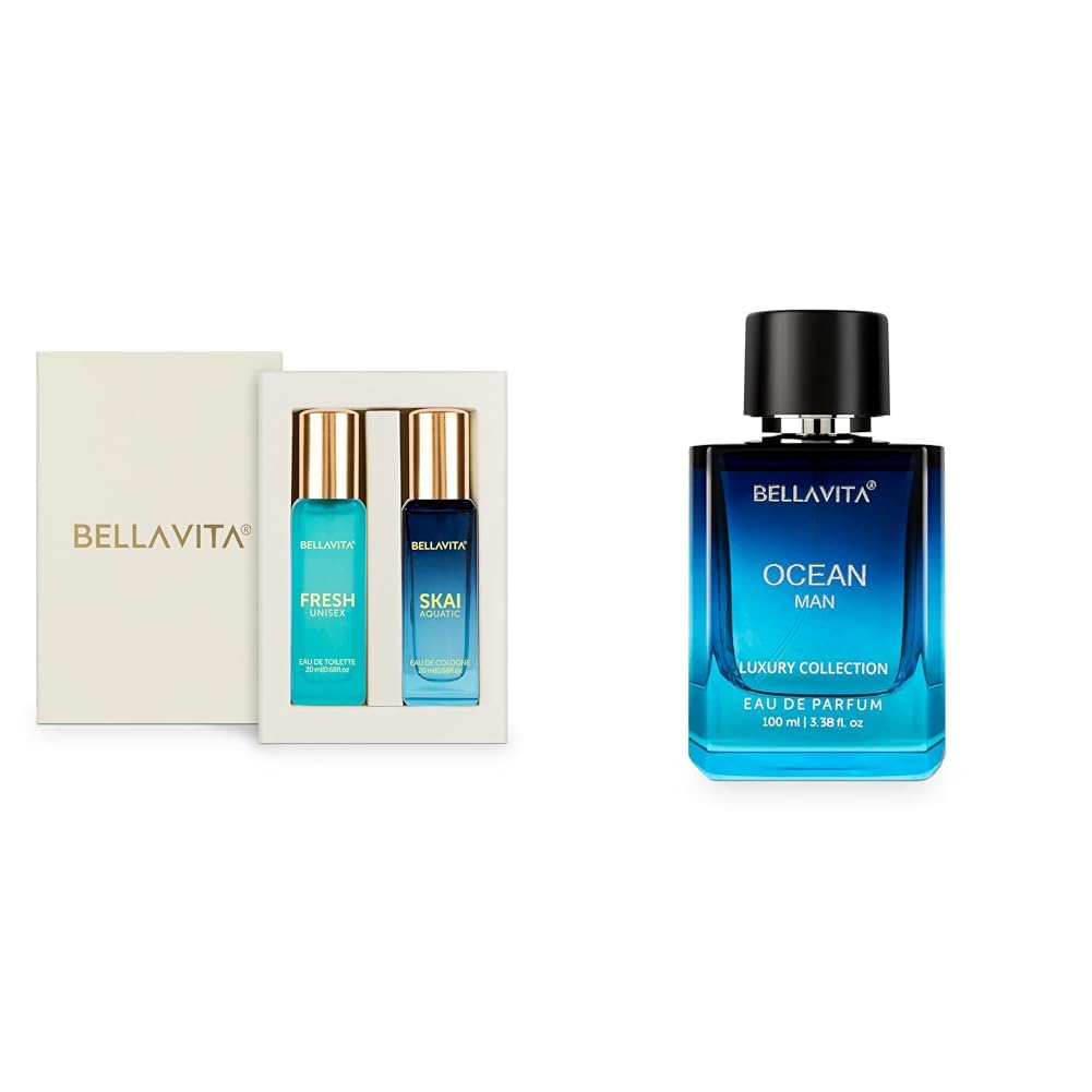 Bella Vita Luxury Skai Aquatic Edc & Fresh Spray Edt Unisex Combo With Bergamotylang Ylangpink Pepperlong Lasting Fragrance Scentpack Of 2 20Ml Each Men Ocean Aquatic Eau De Parfum-image-44