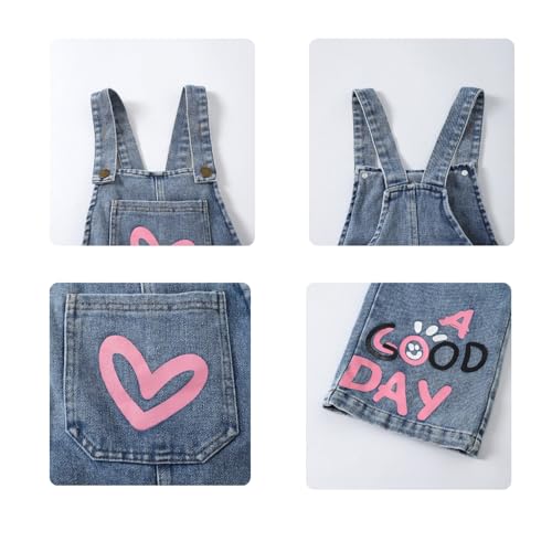 Image of OLMRJKD Toddler Girl Summer Clothes Short Sleeve Denim Overall Jumpsuit with Top Girls Spring Outfits Set