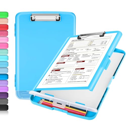 Image of Sooez Clipboard with Storage, High Capacity Nursing Clipboards with Pen Holder, Heavy Duty Plastic Storage Clipboard with Low Profile Clip, Clipboard Folder, Teacher Must Haves, Office Supplies