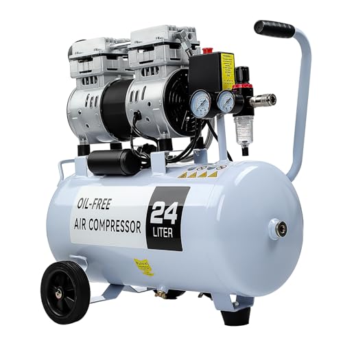 GEARPASS 24 Litre Air Compressor 116 PSI Oil Free 1100W 230V Direct Drive 220 L/min Air Compressor Ideal for DIY Workshop 2 Year Warranty White