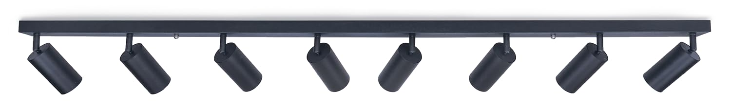 Anbauleuchte Viki - Aufbauleuchte Wand und Decke - Aufbaustrahler GU10 - Aufbauleuchte Strahler Lampe x8 - Deckenstrahler aus Metall - Schwarz, 1400 x 164 x 60 mm