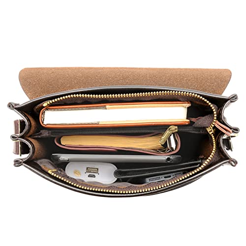 Henmifyer Leather Messenger Sling Crossbody Shoulder Bag For Men Travel Work Business Magnetic Buckle Adjustable Straps (Black-1) #TOP3