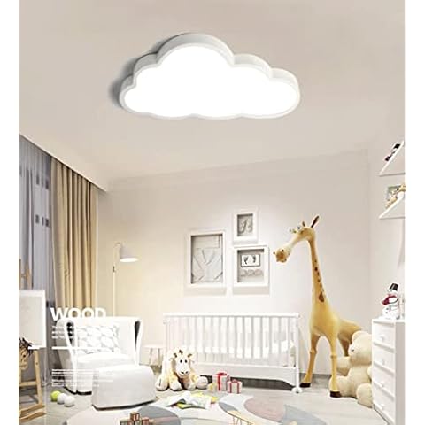 BININBOX Creative Cloud Shaped LED Ceiling Light Stepless Dimming Ceiling Lamp Lighting for Boys Girls Kids Bedroom with Remote Control (White, 60 * 33cm / 48W) Cover