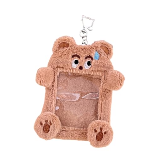 EUBUY Plush Photocard Holder Furry Animal Keychain Photo Card Case Cute Rabbit Cartoon Cards Holder Protector ID Credit Card Bag with Keychain Campus Card Decorative Bag Type 1