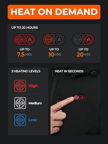 Image of Men's 5-Zone Dual-Control Heated Jacket with Sleeve Heating and Battery | Water&wind resistant softshell, battery included, machine washable, detachable & adjustable hood, built for cold days