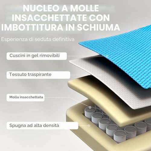 Sedia Gaming con Cuscinetto in gel e borse di Stoccaggio - Sedia gaming - Immagine 2