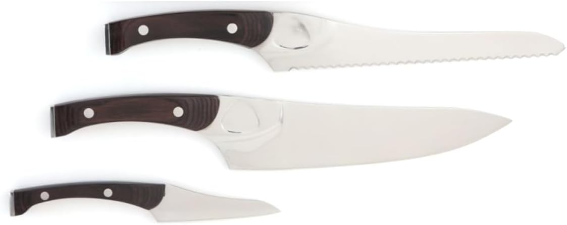 KNORKPakkwood Cutlery Chef Knife, 3 Knives Starter Set, Silver