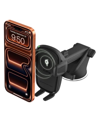 iOttie Car Charger Easy One Touch Wireless 2 Qi Charging Dashboard Phone Mount for iPhone, Samsung Galaxy, Huawei, LG, Smartphones