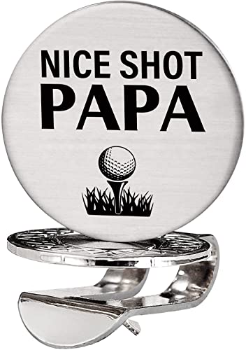 Advivio Nice Shot Papa - Funny Golf Ball Marker With Magnetic Hat Clip, Stainless Steel Golf Marker Accessories Best Father Gifts For Dad, Father, Papa, Golfer, Golf Lovers #TOP3