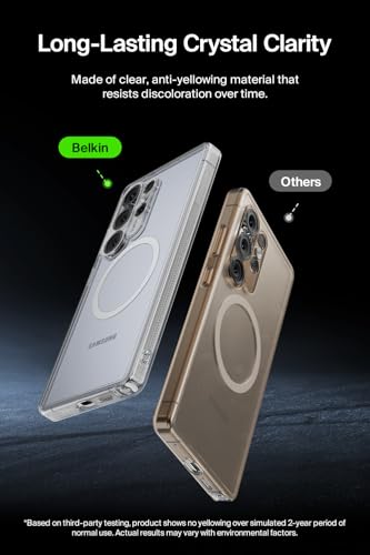 Image of Belkin Samsung Galaxy S25 Ultra Clear Qi2 Case, SheerForce Magnetic Qi2 Protective Samsung Galaxy Series Cover /Grip, TPU /PC Material, Galaxy S25 Ultra