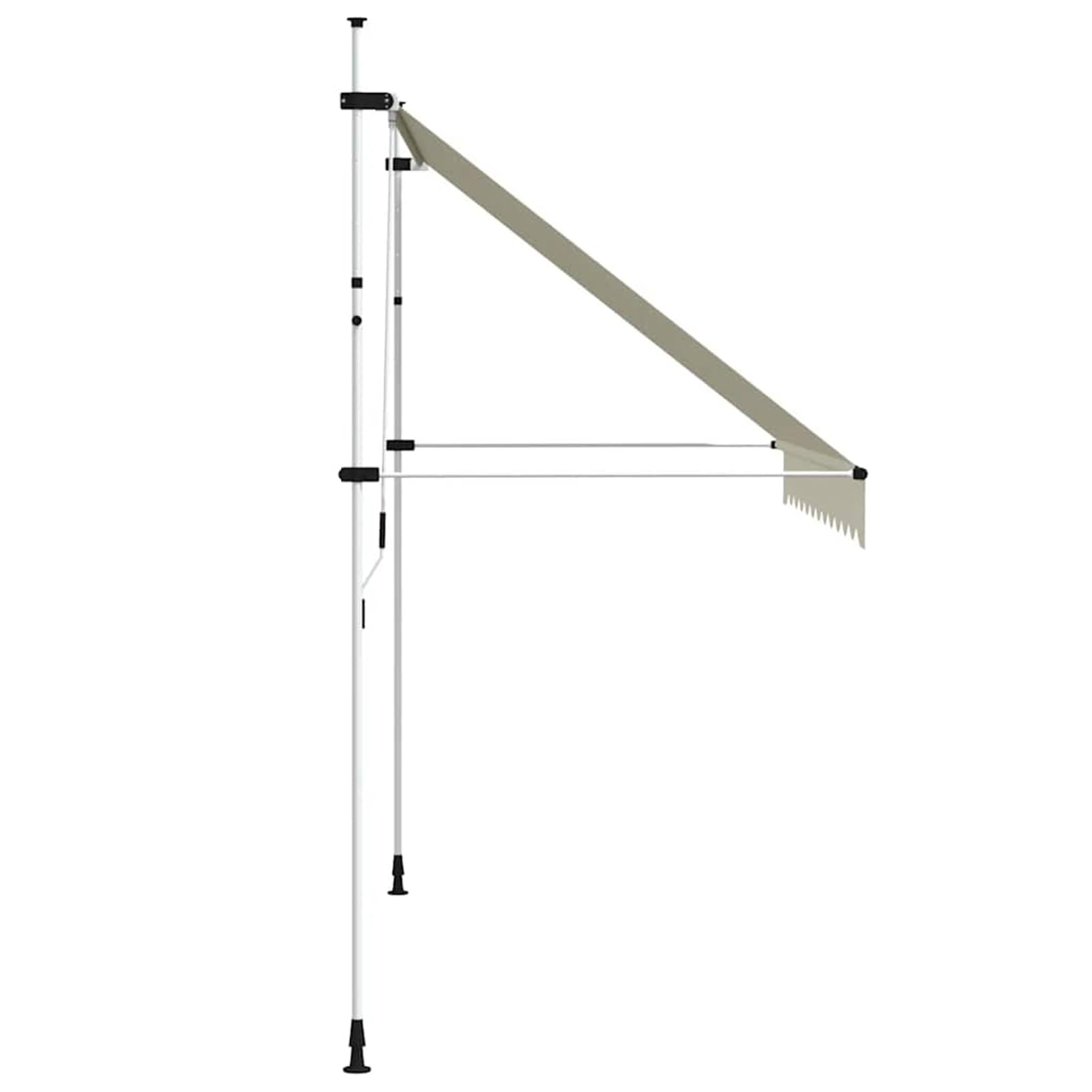 Wysuwana markiza balkonowa, obsługiwana ręcznie, 300 cm, kremowo-biała, balkonowa, bez wiercenia, z korbą ręczną, aluminiowa markiza odporna na promieniowanie UV, regulacja wysokości i