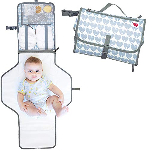 Fasciatoio Portatile Pieghevole MUSSOLA PUNTOS, Impermeabile, In Mussola Di Cotone 45x75 Cm, Tappetino Per Cambio Neonato - 4