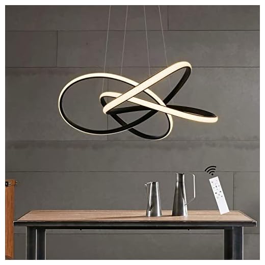 ZMH LED Pendelleuchte Wohnzimmer Schwarz Hängelampe Höhenverstellbar Ø62 CM 68 W Ringe Kronleuchter Deckenleuchte Dimmbar mit Fernbedienung Arbeitszimmer Küche Esszimmer Treppenlicht Kaffeeraum