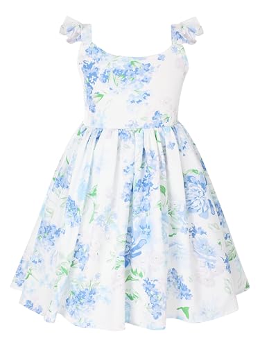 Flofallzique Floral Girls' Dress Summer Ruffle Sleeve Tie Back Casual Boho Sundress for Birtrhday Tea Party2