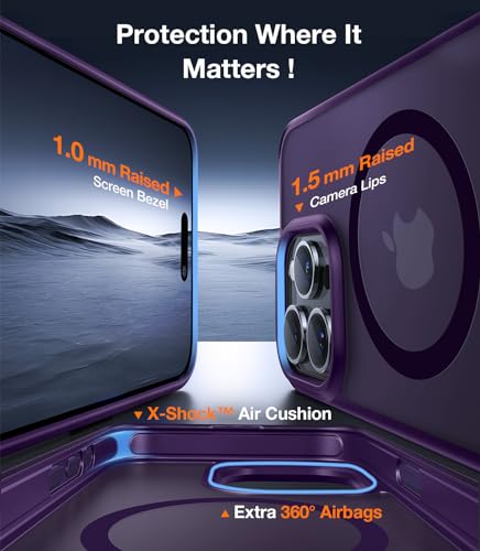 TORRAS Strong Magnetic & Seamless Stand for iPhone 15 Pro Max Case, Fit for MagSafe, Mil-Grade Drop Protection, Adjustable Kickstand for iPhone 15 ProMax Case for Work/Video, Slim Frosted Matte Purple — view 5