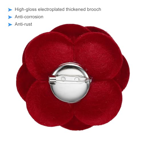 Image of PATIKIL Camellia Fabric Pin, 2 Pcs Flower Brooch Artificial Flowers Brooches for Women Girls Cloth Wedding Party Decor Accessories Jewelry Gift, White