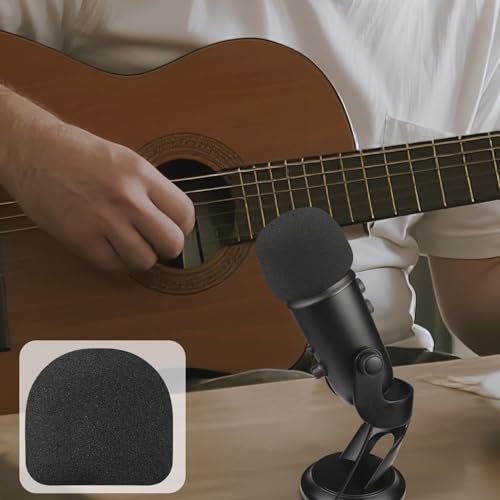 Image of SOULWIT 2Pcs Microphones Pop Filter for Blue Yeti /Yeti Pro USB, Protective Mic Cover Windscreen Foam for Logitech for Creators - Black