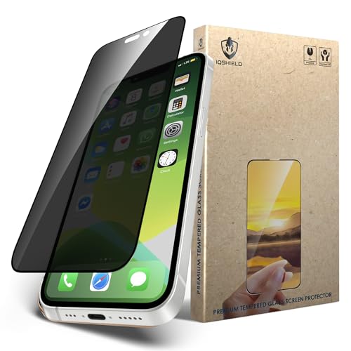 Image of IQShield My-View Privacy Screen Protector Tempered Glass Guard for iPhone 14 / 16E / 17E and iPhone 13 /13 Pro, 9H Hardness, 2-Way Anti-Spy, Case Friendly [1 Pack]
