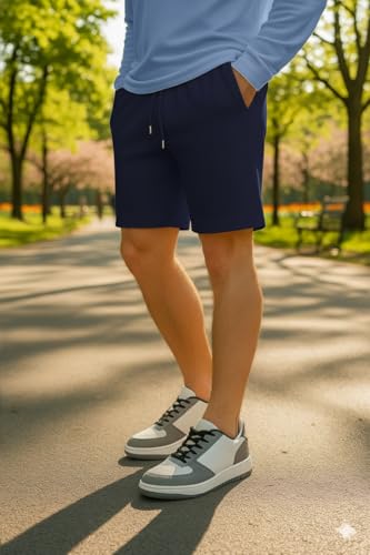 Image of INKKR Men's Premium Polyester Casual Ribbed Shorts ||Loose Fit with 2 Pocket Shorts