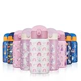 Autsel 500ml Botella Agua Niños Acero Inoxidable con Pajita Reutilizable Botella Termica Infantil Sin BPA para la Escuela