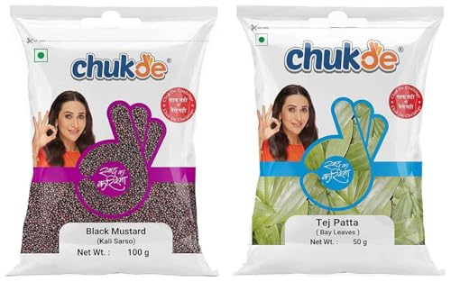 Image of Chukde - Tej Patta 50 Gm (Pack Of 2) - Barik Sarso 100 Gm (Pack Of 5) - Whole Spices - Combo Pack
