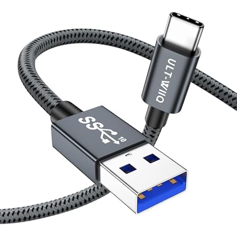 ULT-WIIQ USB A to USB C Cable 1FT High Speed 10Gbps Data Transfer USB Type C Cable Fast Charging QC 3.0 AFC Short Braided USB to USB C Charger Cable for iPhone 15 Series Samsung and More Smartphone Cover