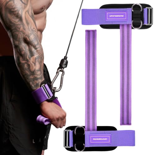 Image of MANUEKLEAR Non-Slip Wrist Straps for Weightlifting Deadlifting, Gym Lifting Straps with D Rings for Cable Machine Workout, 10mm Neoprene Padded Weight lifting Wrist Wraps for Men Women (Purple, M (16.0-19.0 cm))