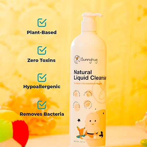 Bunnyhug-Natural-Liquid-Cleanser-for-Baby-Bottles-Toys-Accessories-and-Veggies-Plant-Based-Formula-Hypoallergenic-100-Biodegradable-450ML
