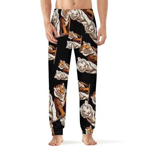 Funny Tiger Men's Pajamas Pants Lightweight Sleep Lounge Pant Pjs Bottoms Casual Sleepwear