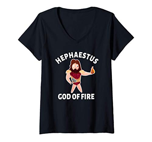 Mujer Hephaestus God of Fire - Greek Ancient Mythology Gods Gift Camiseta Cuello V