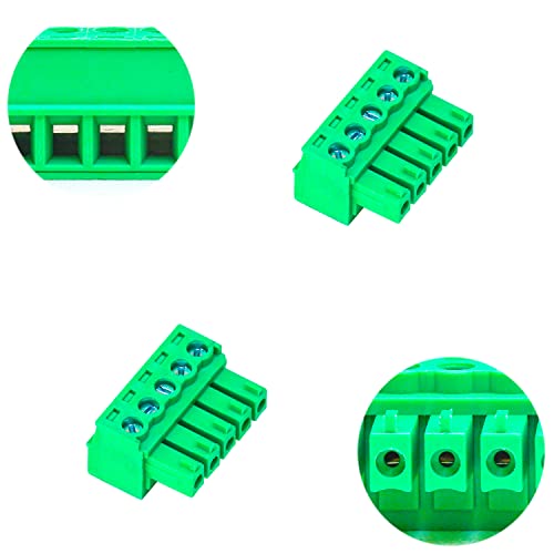 Tcenofoxy 3.5mm 2/3/4/5/6/7/8/9/10/11/12/13/14/15/16/18/20/24 Pin Phoenix Connector PCB Screw Terminal Block Connector (5Pcs 3.5M-5Pin)