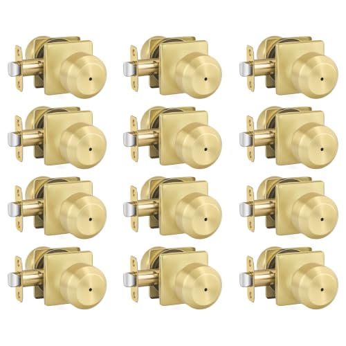 Haidms Gold Door Knobs Interior, Privacy Door knob for Bathroom 12 Pack