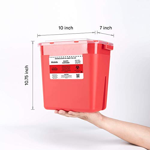 Alcedo Sharps Container for Home Use 2 Gallon (2-Pack) | Biohazard Needle and Syringe Disposal | Professional Medical Grade