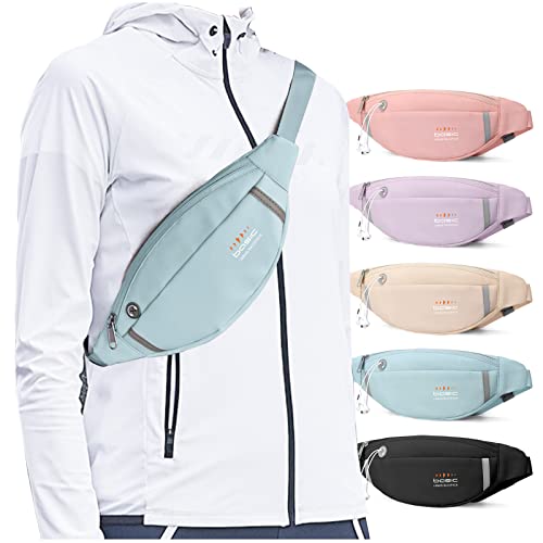 Fanny Packs for Women Fashionable Crossbody Bags Belt Bag Multi-color Waterproof Waist Bag Plus Size fanny pack for Men with Headphone Jack for Running Fit All Phones Light Blue