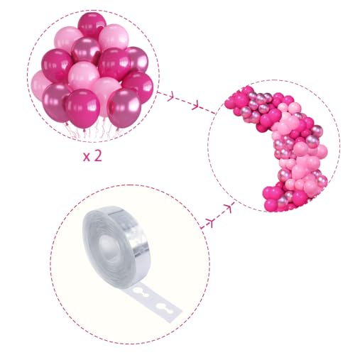 Image of Metallic Pink Balloons, 70-Pack Pink Balloons for Birthday Princess Wedding