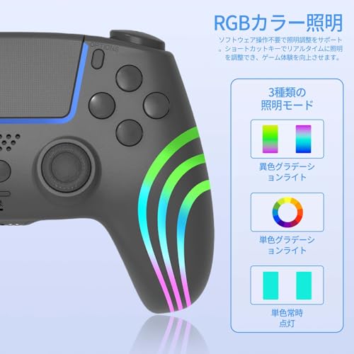 PS5用コントローラー ワイヤレスコントローラー AriKroii プレステ5 コントローラー ゲームパッド Bluetooth 2.4G無線接続 ホールジョイスティック TURBO連射機能 マクロ機能 6軸ジャイロセンサー 二重振動 1000mAh大容量 USB 10時間連続使用 RGBライト プロコン PS5/PS5 Slim/PS5 Pro/Switch/STEAM DECK/PC 対応 (黒)