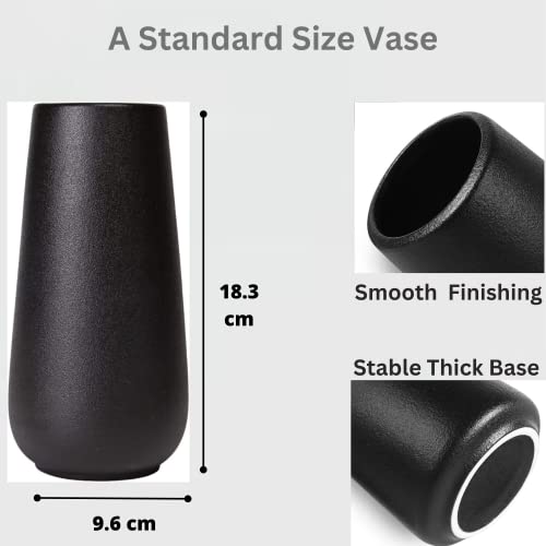 Vzmiza Premium Ceramic Vase for Pampas Grass, Black, 18.2x9.3x7.2 cm - Image 2