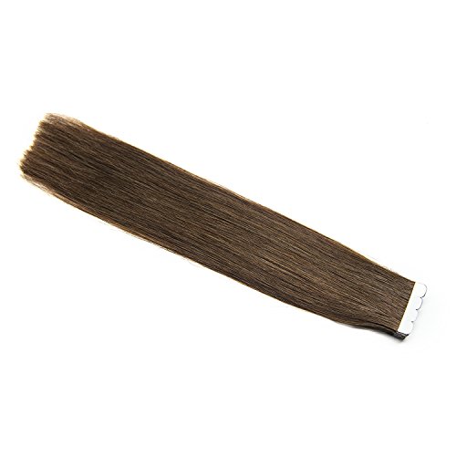 Vlasy 12inch 10Pcs 12.5g/lot Mini Tape in Extensions Human Hair Extensions Straight Chestnut Brown Tape-ins
