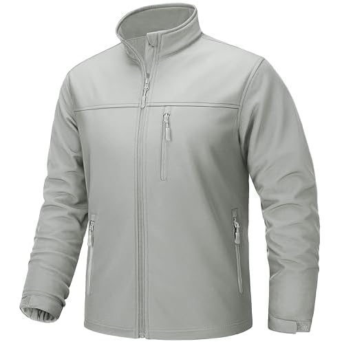 TACVASEN Men's Lightweight Softshell Jacket Fleece Lined Waterproof Tactical Rain Zip Up Winter Coat Windbreaker Casual