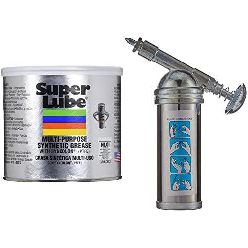 Super Lube 41160 Synthetic Grease (NLGI 2), 14.1 oz Canister, Translucent White & Astro Pneumatic Tool 101 Mini Grease Gun