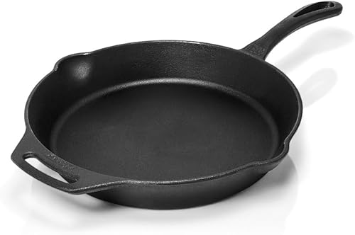 Petromax Sartén de hierro fundido para cocina o campamento, utensilios de cocina pre-sazonados para fogata o horno y estufa casera, conduce el calor