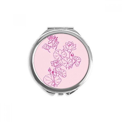 Miroir de poche rond motif lotus pour ajuster son maquillage sans encombrer son sac