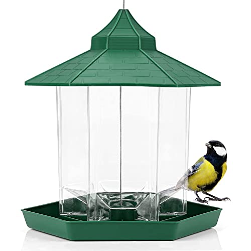 WILDLIFE FRIEND I Mangeoire à Oiseaux Exterieur Suspendue - Mangeoire Oiseaux Hexagonale de Grande Capacité, Imperméable - Mangeoire Oiseaux Exterieur avec Distributeur Graines Cover