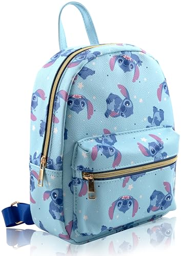 Image of Disney Lilo and Stitch Backpack for Women, Men, Boys, Girls, Unisex | Cute PU Leather 10 inch Stitch Mini Backpack Purse Shoulder Purse | Stitch Bag and Stitch Accessories
