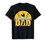 Mens Softball Dad America US Flag Dad Men Patriotic Fathers Day T-Shirt