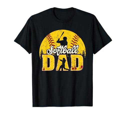 Mens Softball Dad America US Flag Dad Men Patriotic Fathers Day T-Shirt